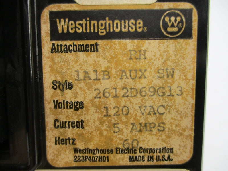 WESTINGHOUSE EHB2060 2612D69G13 120VAC 5A NSNP