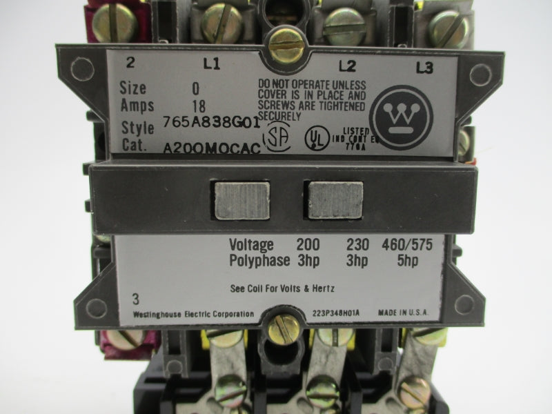 WESTINGHOUSE A200M0CAC 765A838G01 110/120V 18A NSNP