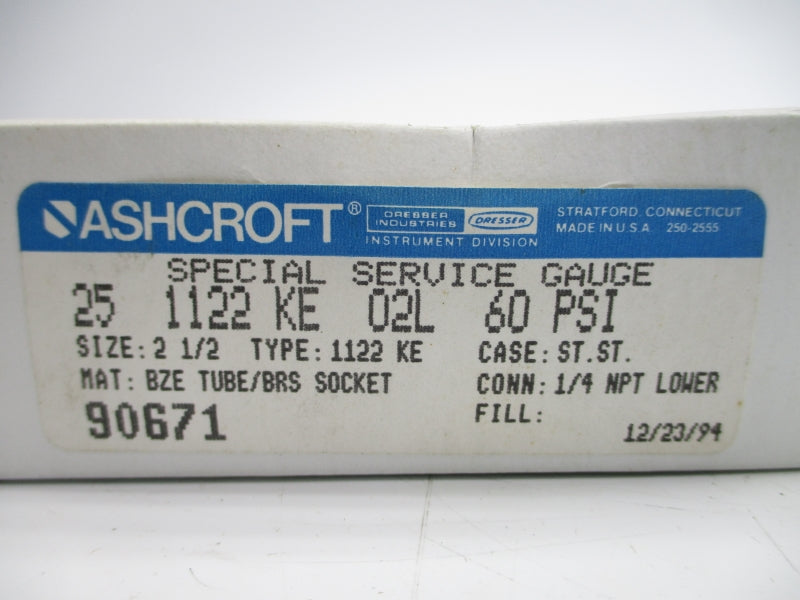 ASHCROFT 251122KE02L 60PSI 2-1/2" NSMP