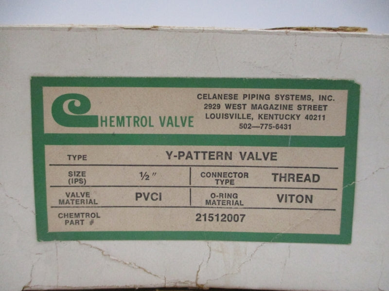 CHEMTROL VALVE 21512007 1/2" NSMP