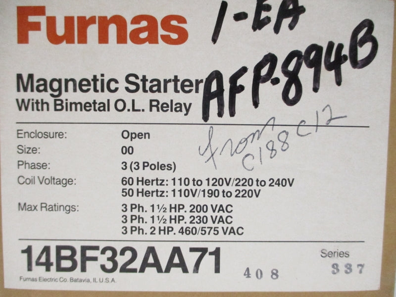 FURNAS 14BF32AA71 220-240V 10A NSMP