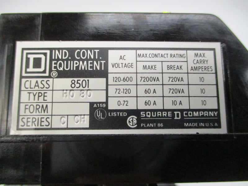 SQUARE D 8501HO-80 SER. C 110/120V 60A NSMP