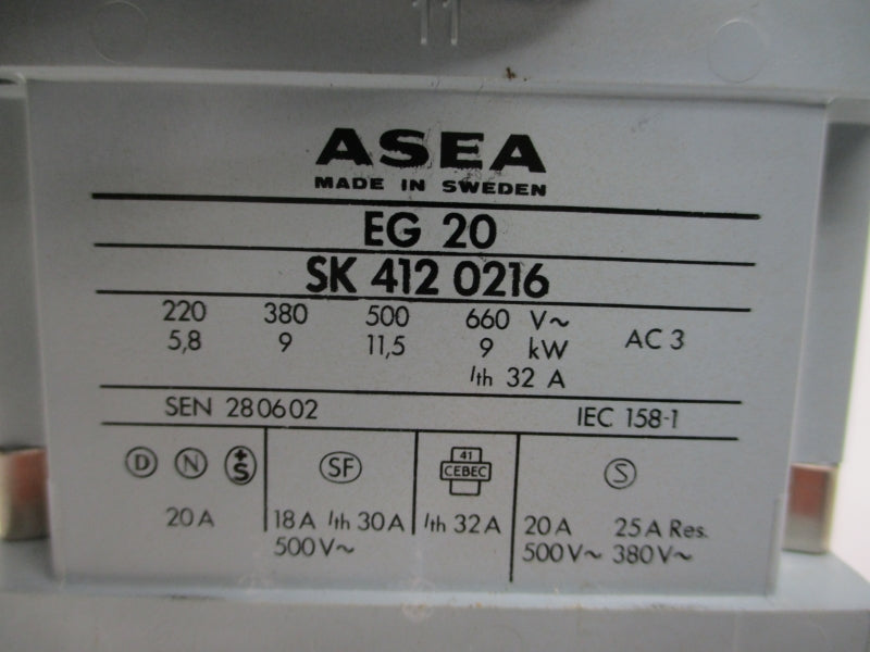 ASEA EG20 SK4120216 110V 32A NSMP