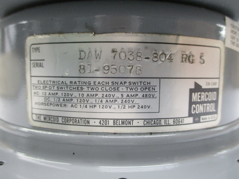 MERCOID CONTROL DAW7038-804RG-5 480V 5A NSMP