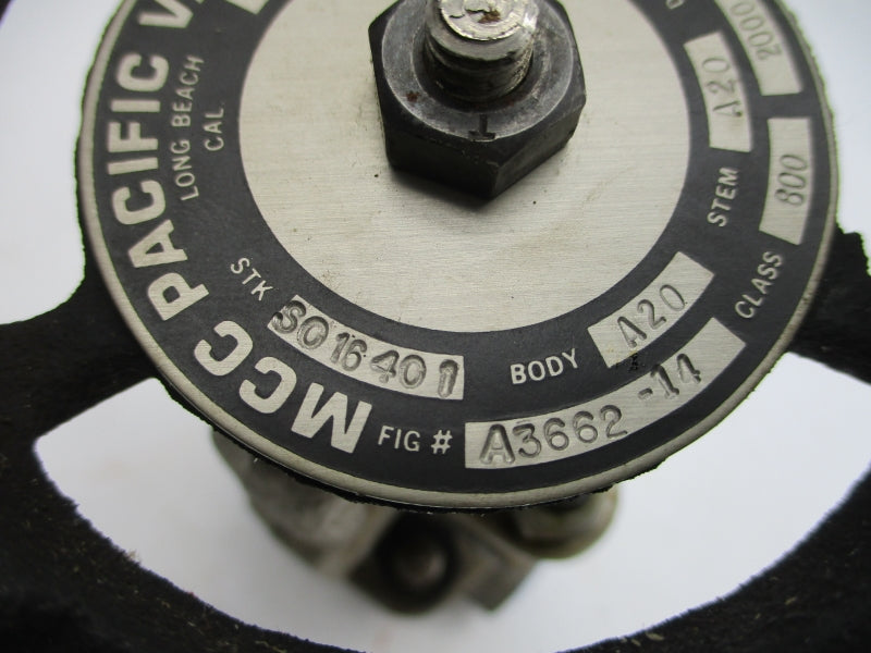 MCC PACIFIC VALVES A3662-14 2000PSI 1/2" NSNP