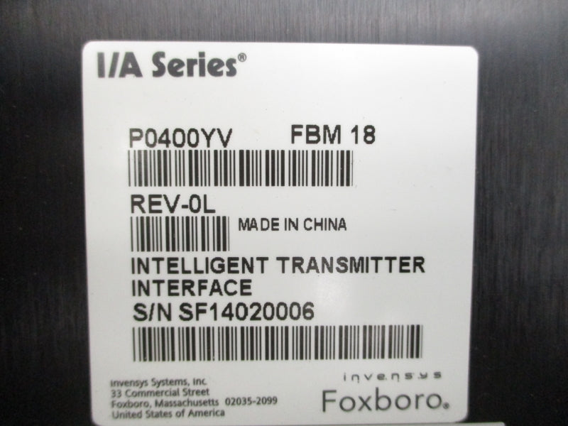 FOXBORO P0400YV REV. 0L NSNP