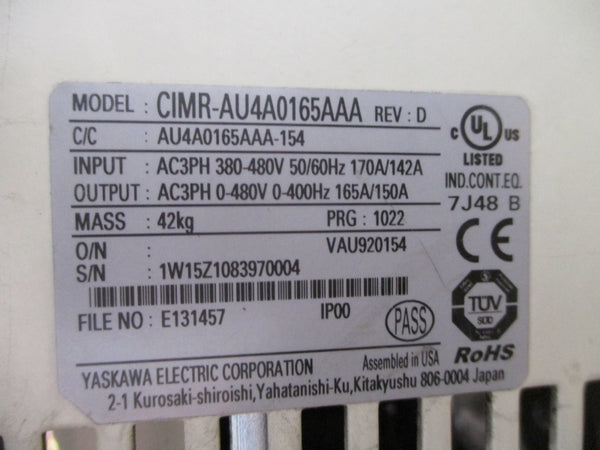 YASKAWA ELECTRIC CIMR-AU4A0165AAA 380-480V 170/142A UNMP