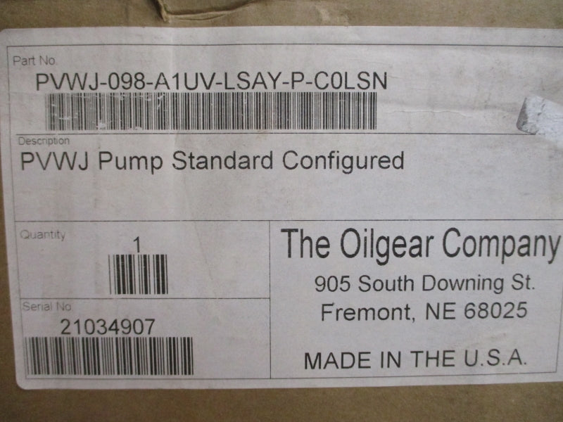 OILGEAR PVWJ-098-A1UV-LSAY-P-C0LSN NSMP