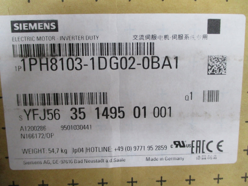 SIEMENS 1PH8103-1DG02-0BA0 455V 17.5A NSMP
