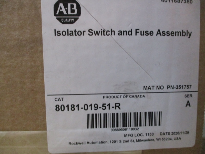 ALLEN BRADLEY 80181-019-51-R SER. A NSMP
