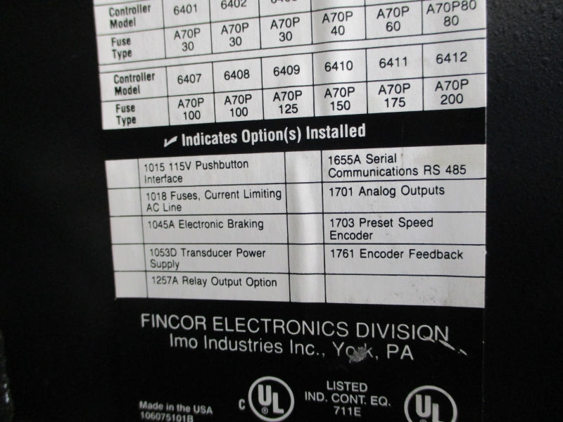 FINCOR ELECTRONICS 6408S0303A 460V 54.0A UNMP