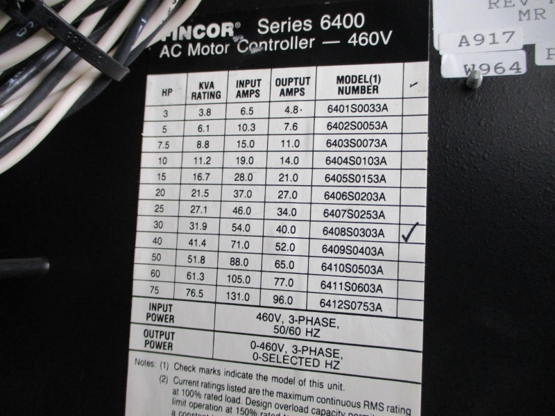 FINCOR ELECTRONICS 6408S0303A 460V 54.0A UNMP
