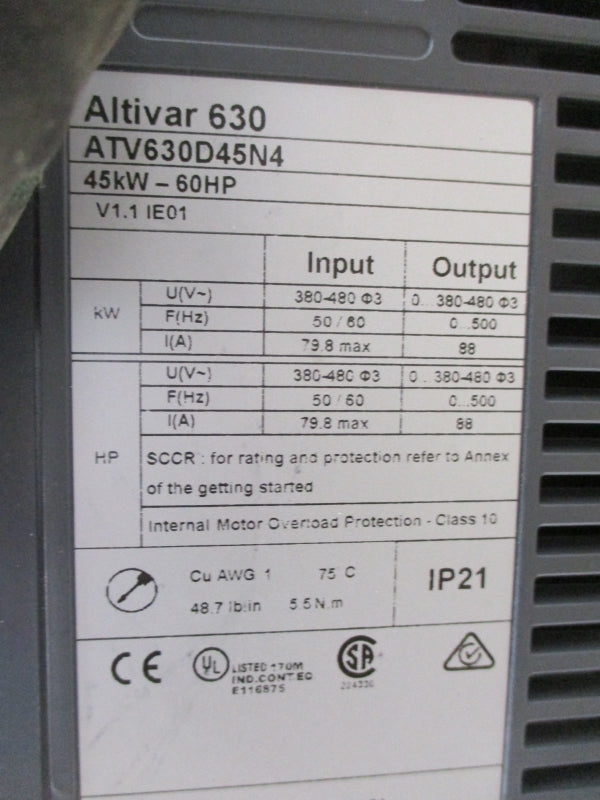 SCHNEIDER ELECTRIC ATV630D45N4 380-480V 88A NSMP