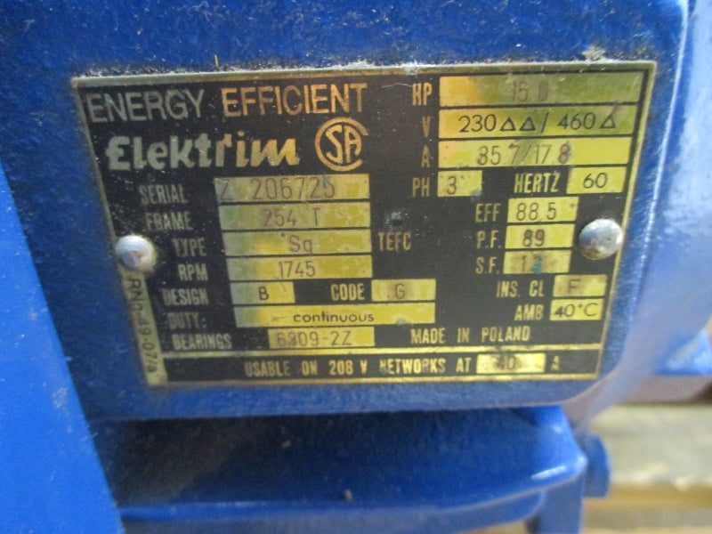 ELEKTRIM TYPE SG 6809-2Z 230/460V 35.7/17.8 NSNP