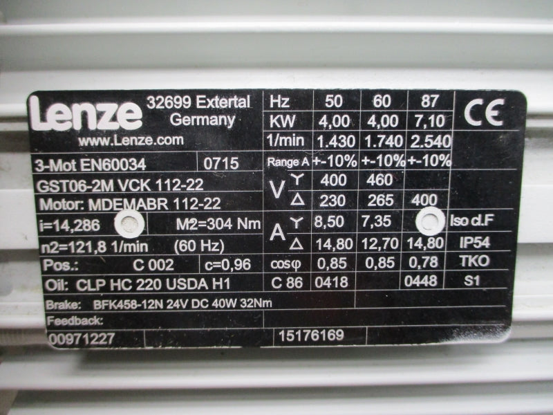 LENZE GST06-2MVCK112-22 460V 14.80A NSNP