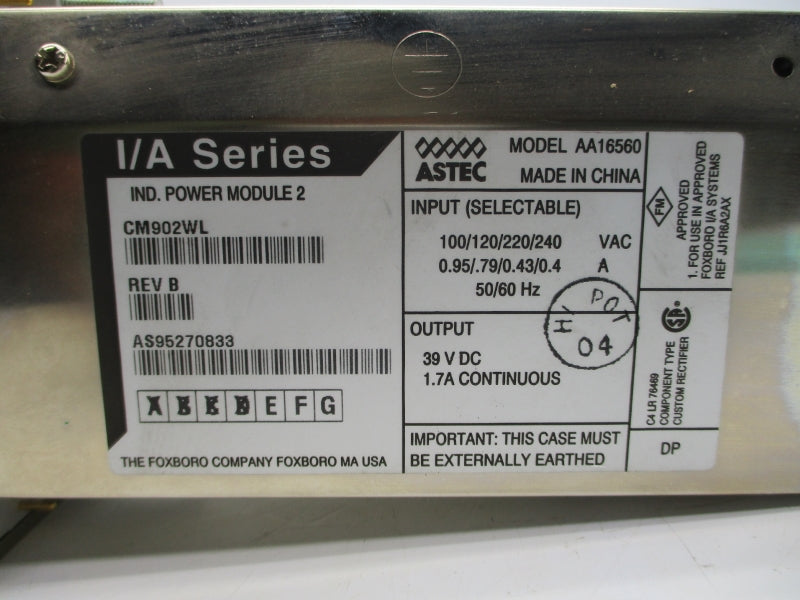 FOXBORO CM902WL 240VAC 0.4A REV. B NSNP