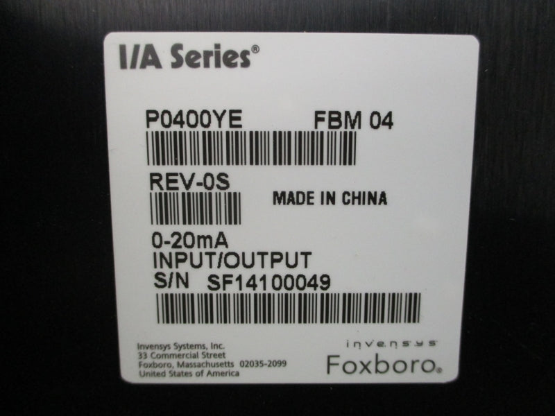 FOXBORO P0400YE REV. 0S NSNP