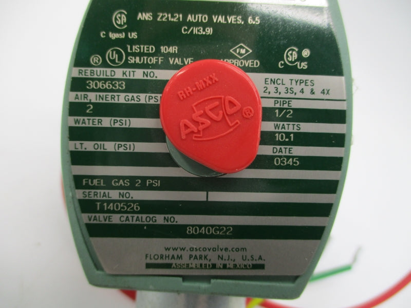 ASCO 8040G22 110/120V 2PSI 1/2" NSMP