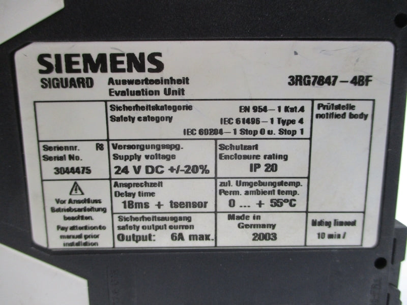 SIEMENS 3RG7847-4BF 24VDC UNMP