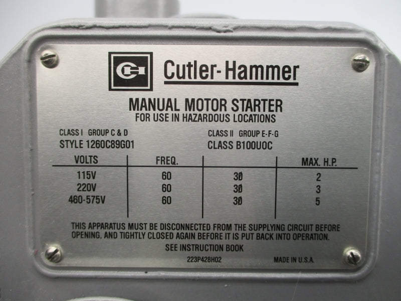 CUTLER HAMMER 1260C89G01 460-575V 30A NSNP