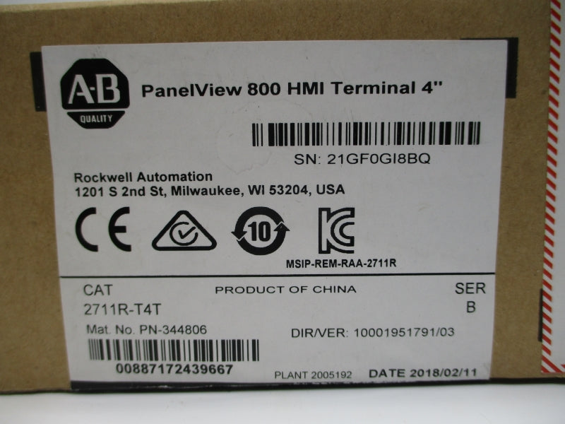 ALLEN BRADLEY 2711R-T4T SER. B DATE: 2018 NSFS