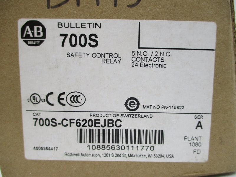 ALLEN BRADLEY 700S-CF620EJBC SER. A 24VDC (BR/WH) NSMP
