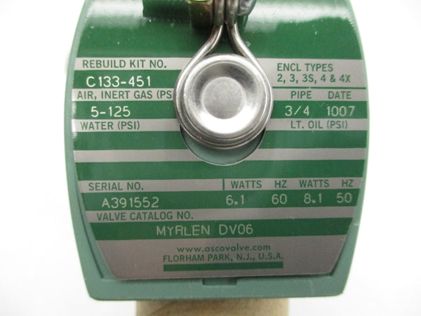 ASCO MYRLENDV06 110/120V 5-125PSI 3/4" NSMP