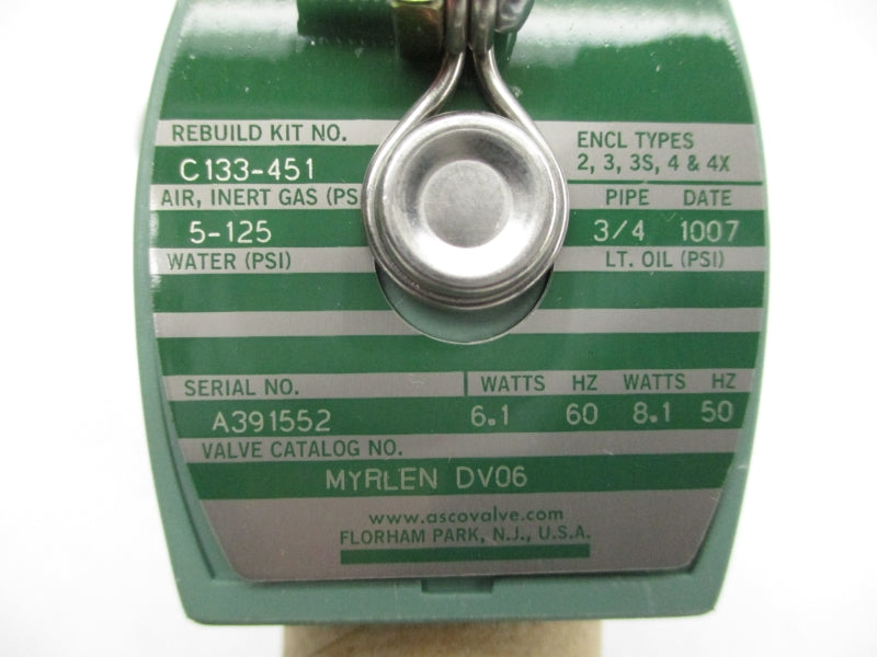 ASCO MYRLENDV06 110/120V 5-125PSI 3/4" NSMP