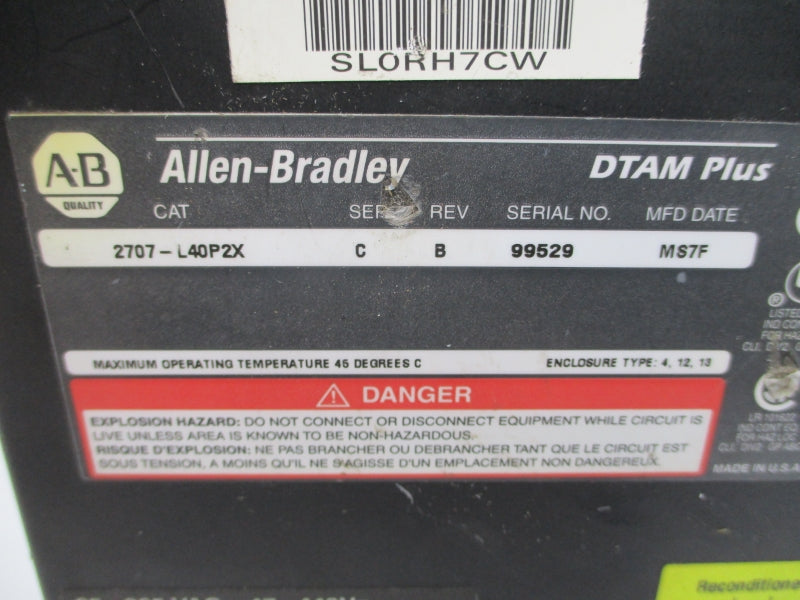 ALLEN BRADLEY 2707-L40P2X SER. C 85-265VAC 1/2A UNMP