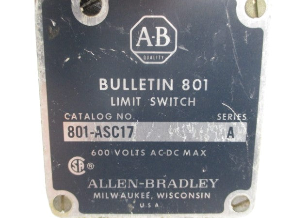 ALLEN BRADLEY 801-ASC17 SER. A 600VAC/DC UNMP