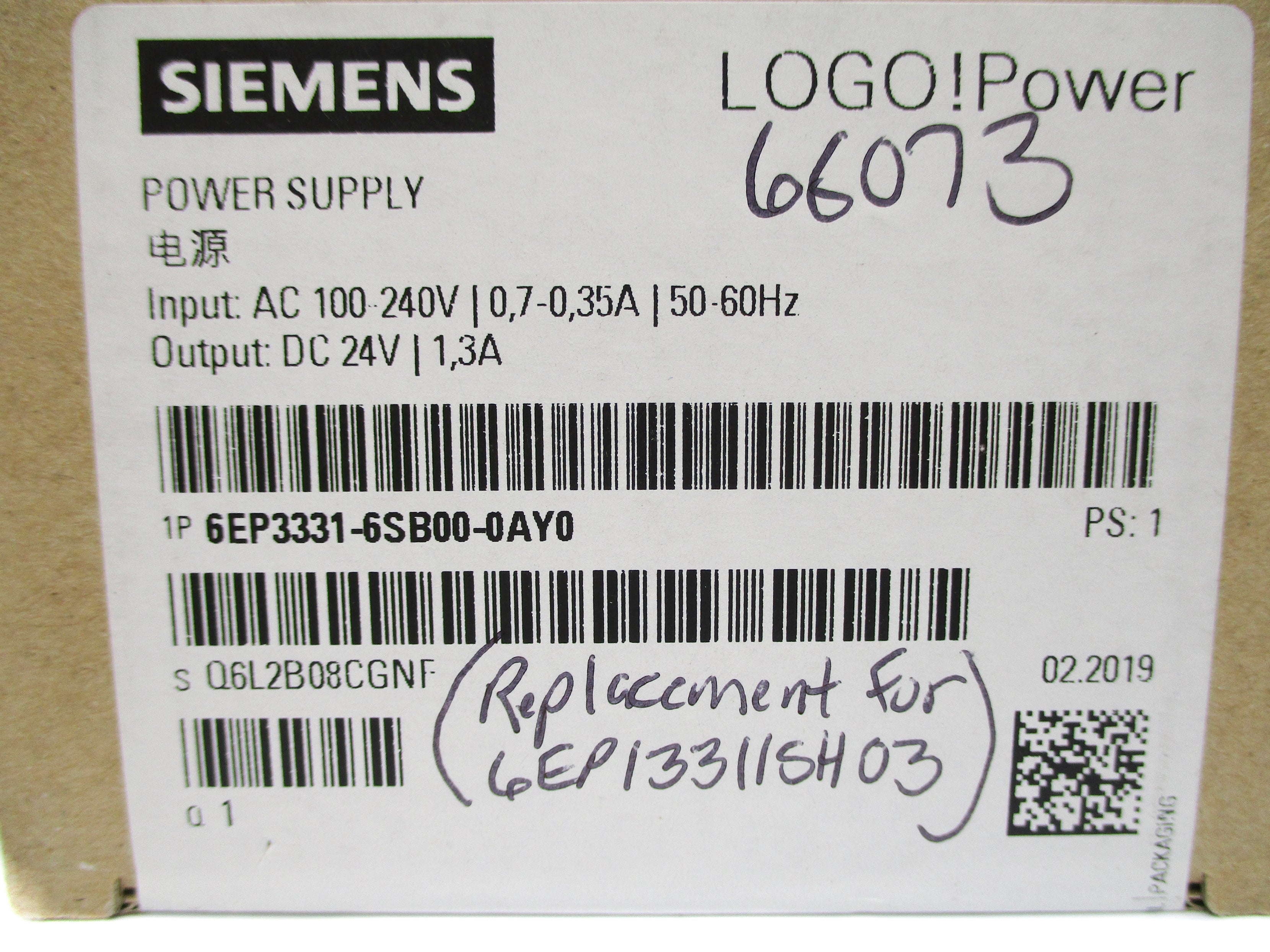 SIEMENS 6EP3331-6SB00-0AY0 100-240VAC 0.7-0.35A NSFS