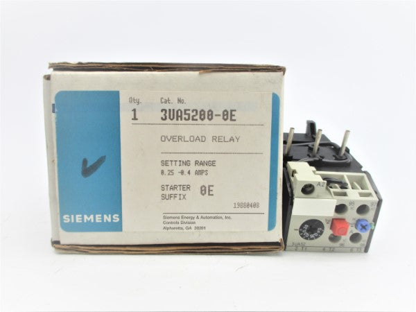 SIEMENS 3UA5200-0E 600VAC 0.25-0.4A NSMP