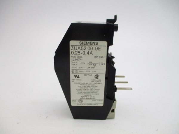 SIEMENS 3UA5200-0E 600VAC 0.25-0.4A NSMP