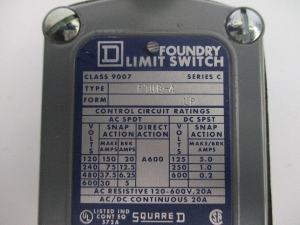 SQUARE D 9007FTUB4 SER. C 600VAC 20A NSNP