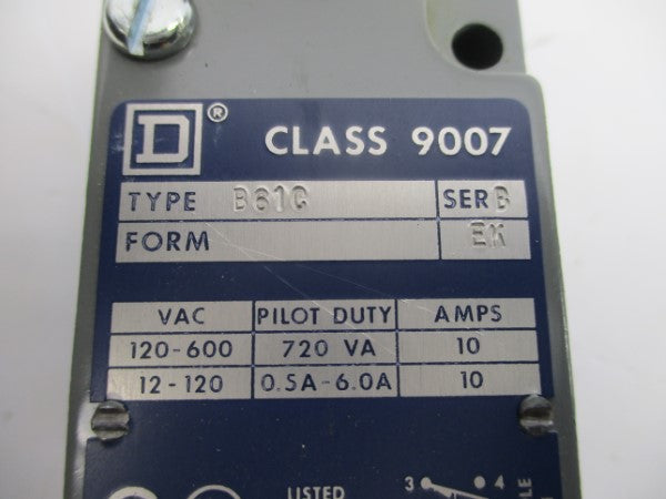 SQUARE D 9007B61C SER. B 600VAC 10A NSNP