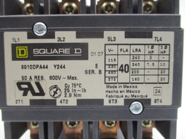 SQUARE D 8910DPA44 SER. B 24V 40A NSNP