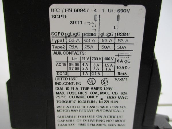 SIEMENS 3RU1126-4BB0 600VAC 14.0-20.0A UNMP