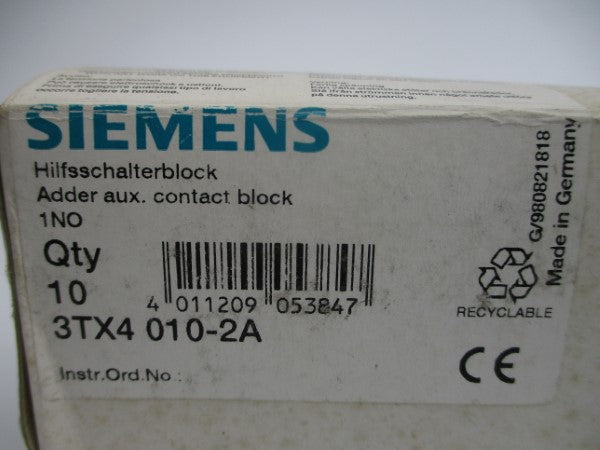 SIEMENS 3TX4010-2A 690V 1.8A (PKG OF 10) NSMP