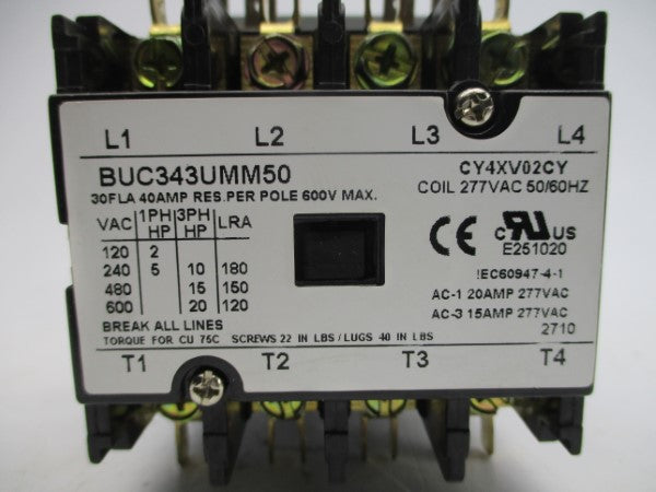 CONTACTOR BUC343UMM50 277VAC 30A NSMP