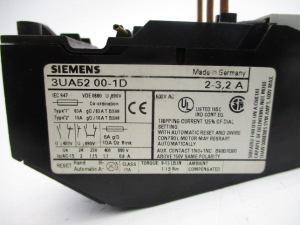 SIEMENS 3UA5200-1D 600VAC 2-3.2A NSMP
