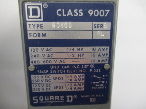 SQUARE D 9007B54GD SER. B 480-600VAC 10A NSNP