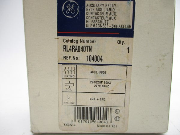 GENERAL ELECTRIC RL4RA040TN 220/230-277V 20A NSMP