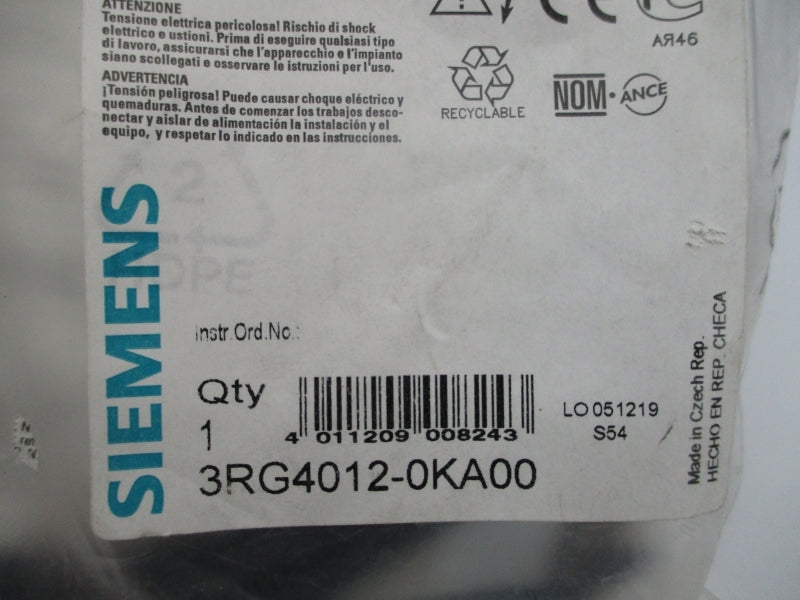 SIEMENS 3RG4012-0KA00 20-265VAC/DC 0.2A NSMP