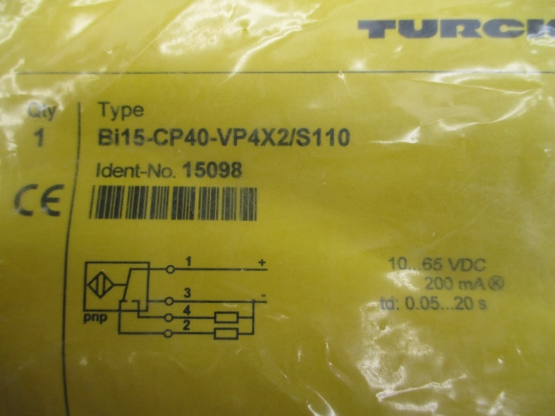 TURCK BI15-CP40-VP4X2/S110 15098 10-65VDC 0.05-20S NSMP