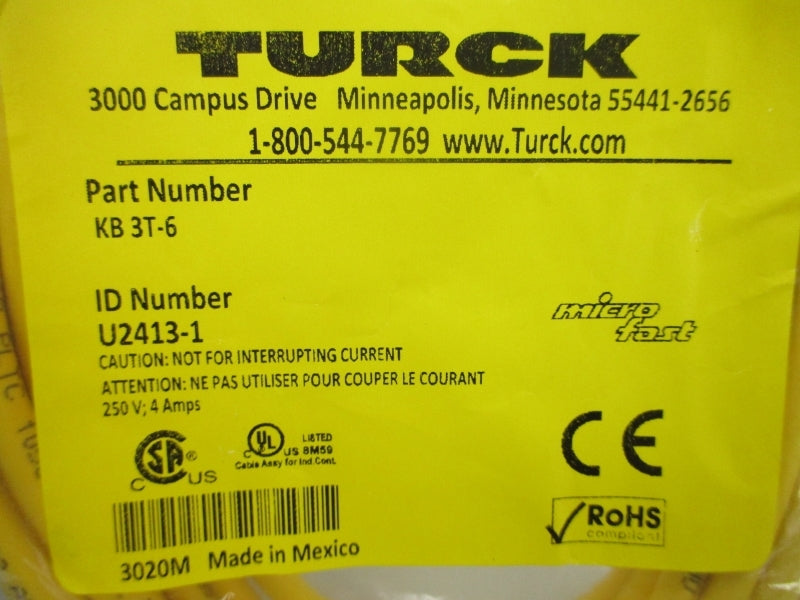 TURCK KB3T-6 U2413-1 250V 4A NSMP