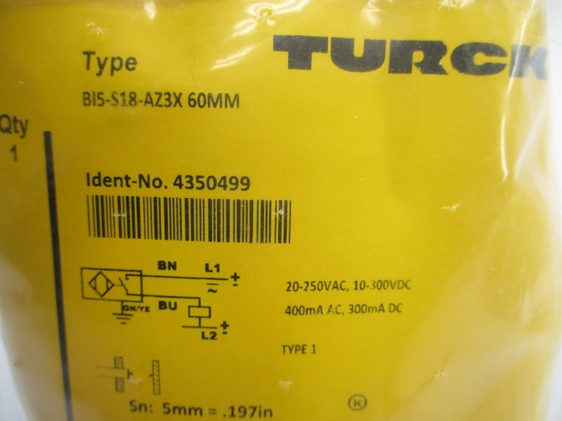 TURCK BI5-S18-AZ3X60MM 4350499 20-250VAC NSMP
