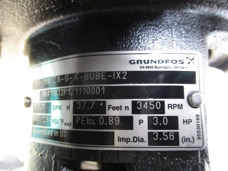 GRUNDFOS TP80-160/2A-G-A-BUBE-IX2 W/ 84Z04053 208-230/460V 7.6-6.8/3.4A 145/284PSI NSNP