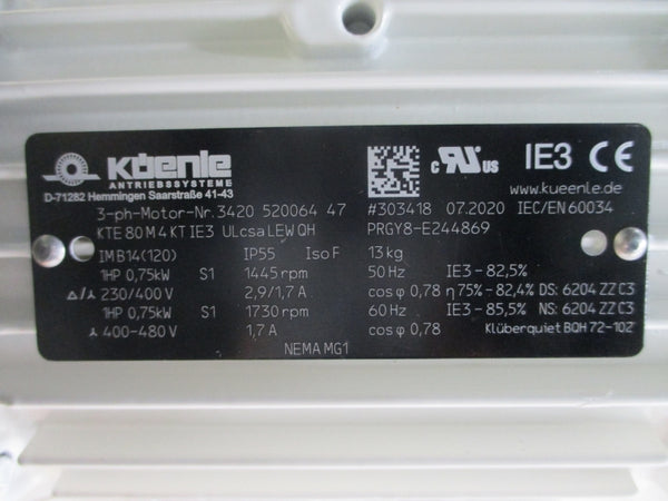 LEWA 29309665AB ESK0090X312 W/ KUENIE PRGY8-E244869 400-480V 2.9/1.7A NSNP