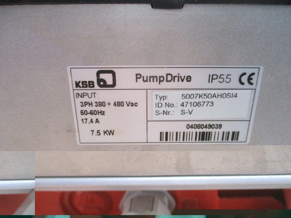 KSB ETALINE GN11 80-210/754 5007K50AH0SI4 W/ KSB 1LA9133-4KA66-ZX77A 380-420/660-725V 15.0-14.5/8.7-8.4A NSNP