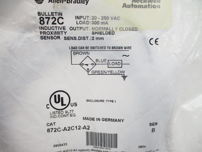 ALLEN BRADLEY 872C-A2C12-A2 SER. B 20-250VAC NSMP